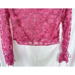 STAUD Destiny Embroidered Cardigan Bow Sheer Blossom Garden Party Women’s XS Pink Photo 6