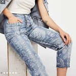 Free People  Blue boho Island Vibes linen cropped Jeans sz 28 Photo 0