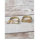 Vintage Clip On Earrings Large Slim Gold Tone Hoops 1" Photo 4