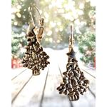 Vintage Christmas Tree Earrings Star Topper Gold Tone Eurowire Nostalgic Holiday Photo 1