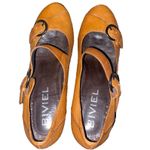 Anthropology Women’s Brown Leather Buckle Retro Styled Bivel Cone Heel Shoes 8.5 Photo 2