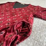 Natural Life Claire Velvet Oversized Boho Mini Dress Cranberry Fan Motif Size XL Photo 5