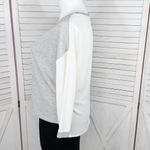 Loft Knit Chiffon Back Pullover Athleisure Top Grey Cream Large Photo 1