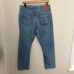 Levi's - Wedgie Straight Distressed Knee Button Fly Denim Jeans Blue Photo 3