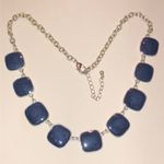 Elegant Silver Tone Blue Shimmer Enamel Statement Necklace Photo 0