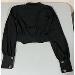 Forever 21 Black Gold Double-Breasted Long Sleeve Crop Top Shirt Blouse Size S π€β¨ Photo 1
