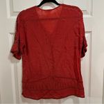 Sundance Women’s embroidered blouse short sleeve vneck burnt orange size small Photo 3