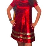 Vanilla Bay  Red Sequin Mini Shift Dress Sz L Photo 0