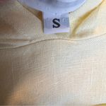 Bryn Walker  Size Small (Oversized) 100% Linen Yellow Hoodie Shirt With Pockets Photo 7