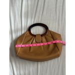 Vintage Tan Smooth Leather Stocko Clutch Purse Handbag Bakelite Lucite Handles Photo 6