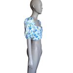 ZARA  White, Blue and Green Floral Crop Top Photo 2