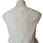 BCBGeneration White Eyelet Ruffle Hem Crop Top, Sz L Photo 8