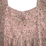 Reformation  Morris Smocked Mini Dress In Melody Light Pink Floral Print Photo 4