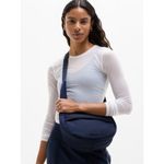 Athleta All About Sheen Small Crossbody Hobo Bag Navy Blue Photo 3