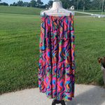 Maxi Skirt 70s Vibe High Waist Tiered Flowy Pink Photo 3