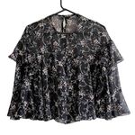ZARA Sheer Floral Ruffle Top - Small Photo 0