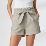 Nicole Miller New York Womens Beige Paper Bag Waist Belted Shorts M Medium Tan Photo 2