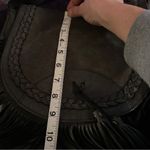 Veggio Fringed Cowgirl Distressed cross body black leather flap bag paisley Photo 13