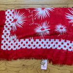 Juicy Couture Pam Gela Red Cotton Linen Scarf NWT Retro Style with Pointed Ends Photo 0