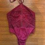 Maroon Halter Neck Fringe Bodysuit Red Size 6 Photo 0