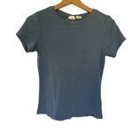 C&C California short sleeved blue ribbed shirt summer top cotton modal size S Photo 0