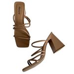 Abound  Women's Austyn Tubular Strappy Block
Heel Beige Platform Sandals Size 11 Photo 0