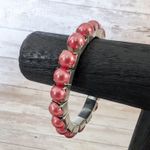 Vintage Stretch Bracelet Dark Pink Faux Pearl Photo 2