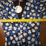 STAUD Mini Milla Dress Size 2 Floral White Acid Blue Puff Sleeve Mini Photo 4