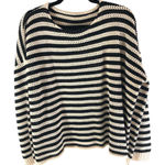 Dazy Striped Black Ivory Crochet Knit Sweater Oversized L Size L Photo 0