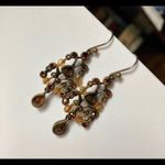 Brass tone chandelier fish hook earrings Photo 5