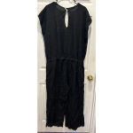 Bryn‎ Walker 100% LINEN JUMPSUIT Size Large Cinched Waist Short Sleeve Black Photo 5