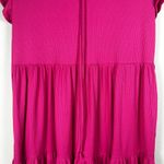 See You Monday  Pink Ribbed Tiered Midi Dress Short Sleeve Casual‎ Cute Large Photo 5