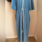 Vanity Fair Vintage Blue Butterfly Zip Pockets Housecoat Robe Photo 1