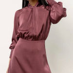 Bohme  Blaise Long Sleeve High Neck Mauve Midi Dress Size‎ Medium Photo 0