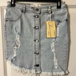 Vintage Havana distressed denim mini skirt, NWT, Size Small Blue Photo 0