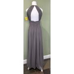 Dessy Collection Dress Sz 4 Halter Maxi Gown Prom Grey Shirred Chiffon Open Back Gray Photo 7