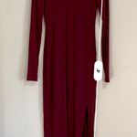 AFRM Women’s Long Sleeve Ribbed Body Con Slit Dress Burgundy NWT Photo 7