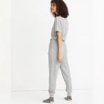 Madewell Gray Waffle Knit Jumpsuit Short Sleeve Button Front Jogger Loungewear M Photo 1