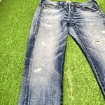 True Religion  Jeans Womens 27 Blue Cameron Skull Patch Roses Made USA Denim Photo 6