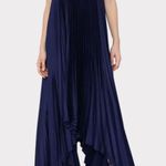 Milly  Navy Jordyn Solid Satin Pleated Dress Photo 0