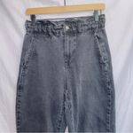 ZARA  Black Wash Denim High Waisted Paperbag Mom Jean size US 2 Photo 2