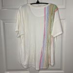 Anthropologie by  Rainbow Stripes Graphic Tee Women's Size Large 100% Cotton Knit Photo 11