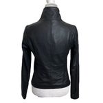 Vince Leather Knit Panel Moto Jacket Black Gray Size Small Scuba Style Photo 4