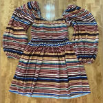 ZARA Like New Striped Midi Long Sleeve Dress Medium Faux Corset Style Mu… Photo 6