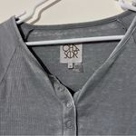 Chaser  Henley Shirt Womens Medium Grey Thermal Waffle Knit V Neck Top Sz M Bella Photo 1
