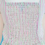 Draper James  RSVP Pink Green and White Striped Seersucker Peplum Blouse. Photo 5