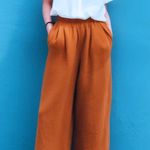 Cuyana Linen Blend Pull On Pant (Honey). Size L. MSRP $228 Photo 1