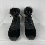 Vtg Fur Sheepskin Tecnica Black Lace Up Ski Snow Boots Sz 42 Shearling Lined Photo 1
