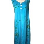 Bali Chic Dress Women Large Blue Floral Tie Back Maxi Boho Cottagecore Beach Photo 0