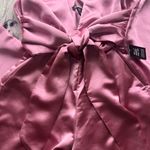 EXPRESS  Pink Satin V-Neck Tie Waist Wide Leg Jumpsuit Photo 6